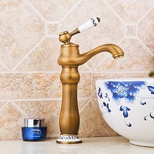YHSGY Grifo De Lavabo De Baño De Latón Antiguo Mezclador De Manija De