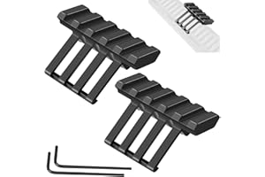 PUKESI LONSEL Picatinny Offset Rail Mounts, 45 Degree 3 4 5 Slots Offset Picatinny Rails 45° Angle Mount Aluminum Low Profile for Flashlight Laser Sight Optics (5 Slot Low Profile - 2 Pack)
