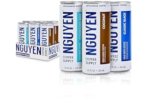 Nguyen Coffee Supply - Variety Pack: Vietnamese Cold Brew Coffee (Condensed Milk, Coconut, Classic Black), 100% Robusta, 7.5 fl oz cans [6 Pack]