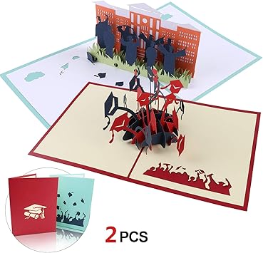 Howaf 2 Pack Biglietto Di Auguri Per Laurea 3d Pop Up Laurea Biglietto Di Auguri Con Buste Per Laurea Decorazioni Festa Per Bambini Donna Uomo Bomboniere Laurea Amazon It Giochi E Giocattoli