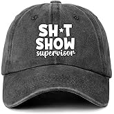 GOSJINNK Funny Humor Saying Hats Sxxt Show Supervisor Printed Cotton Adjustable Baseball Caps Distressed Washed Black Baseball Hats Great Birthday Gifts for Women Men Supervisor Leader Boss Friend