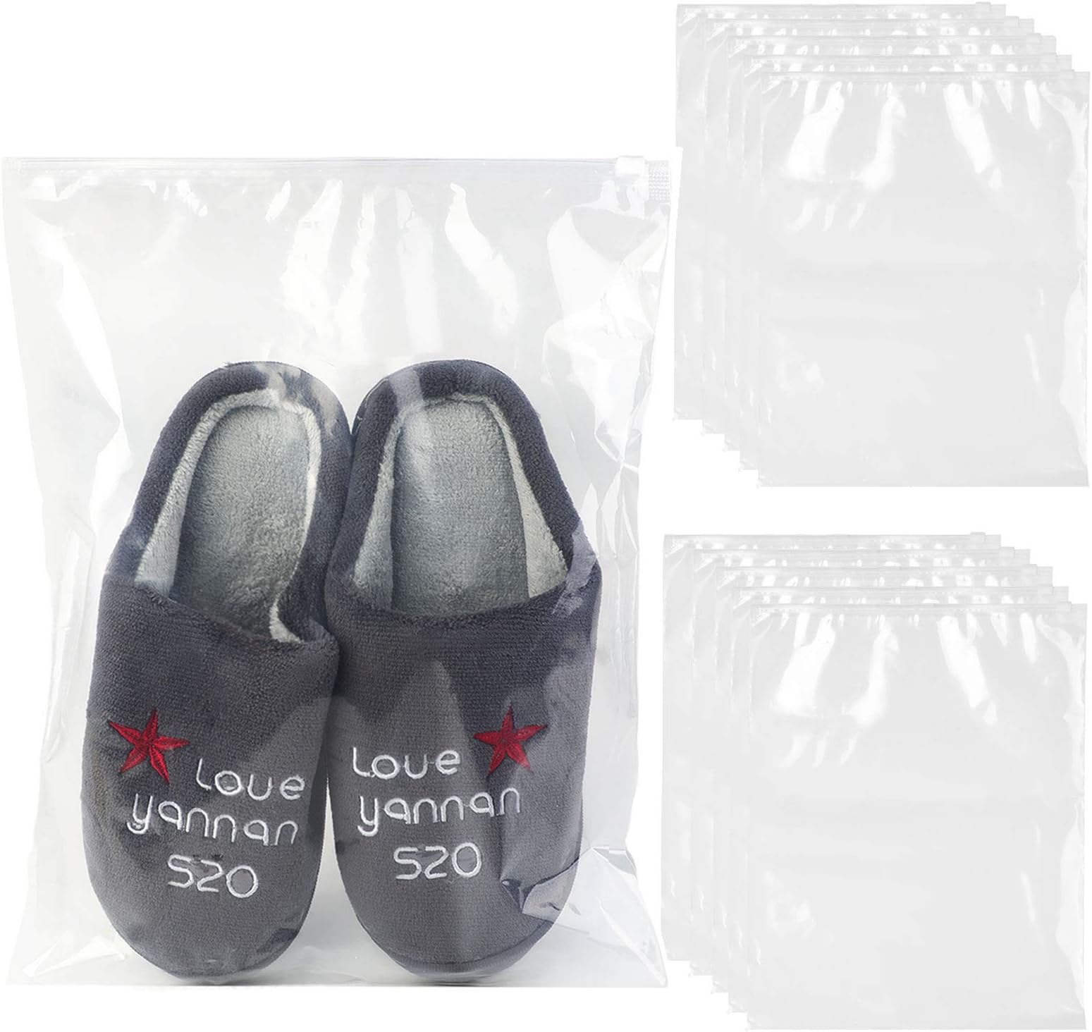 Fansport 20PCS Travel Shoe Bags,Portable Shoe Bag with Window,Shoes Pouch Transparent for Daily and Travel Use (Two Sizes)