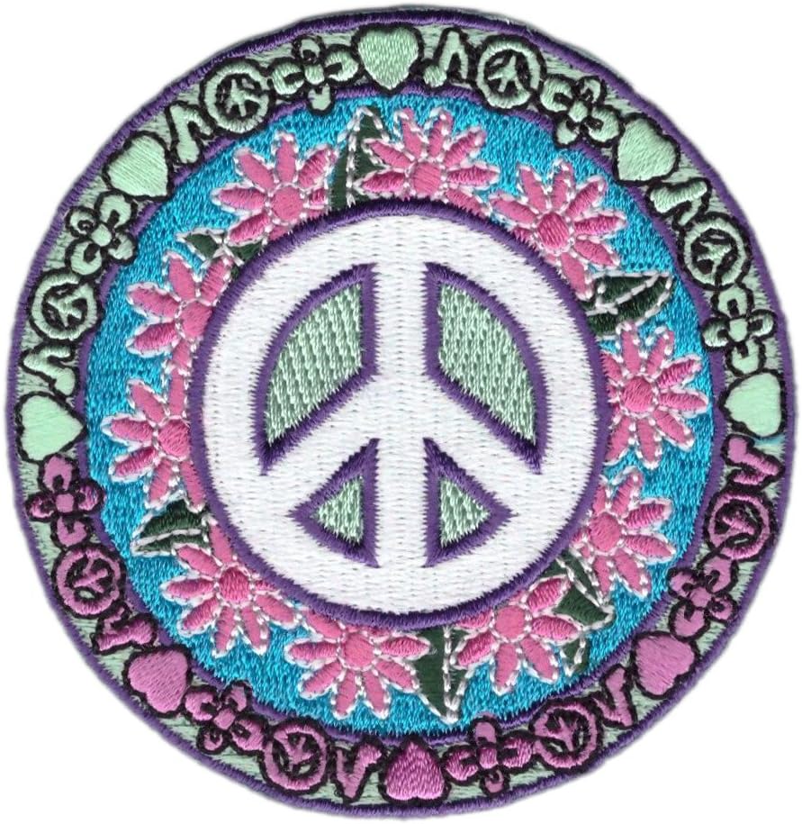 Peace Sign Daisy Flowers Hippie Iron On Applique Patch