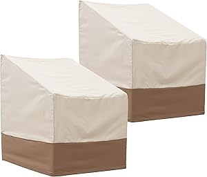 Finnhomy Outdoor Patio Chair Covers Set of 2 Waterproof Furniture Chair Covers Weather/Fade Resistant 2 Pack Beige 25.5" L X 32.5" D X 34" H
