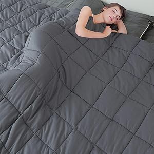 MerLerner Weighted Blanket (25LBS 88” X 104” 7-Layered) King Size Comfortable 200TC 100% Cotton Breathable Washable Weighted Blanket with Glass Beads for Adult,Dark Grey