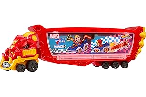 Hot Wheels RacerVerse Marvel Hulkbuster Hauler, Transport & Store Up to 10 Toy Vehicles, Detachable Cab with Flip-Up Helmet & Non-Removable Figure