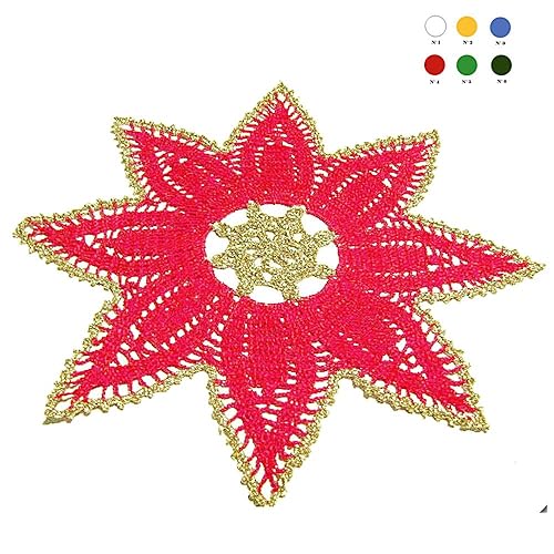 Centrino Stella Di Natale Uncinetto.Centrino Stella Rosso E Oro Per Natale In Cotone All Uncinetto Dimensioni O 35 Cm Handmade Italy Amazon It Handmade