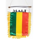 Mali Fringed Rear-View Mirror Window Hanging Flag with Suction Cup