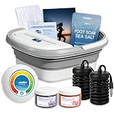 Ionic Foot Bath Detox Machine, Premium Ion Foot Spa for Home Use, Includes 3 Sea Salts (Original/Rose/Lavender), 2 Ion Arrays &amp; Accessories, Perfect for Parents/Seniors/Partner/Self (Foldable Basin)