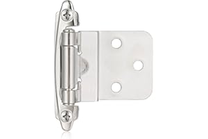 Vallecloud 4 Pack (2 Pair) 3/8" Inset Brushed Satin Nickel Self Closing Cabinet Hinges for Offset Kitchen Cabinet Door, Face Frame Semi Concealed Kitchen Cabinet Hinges