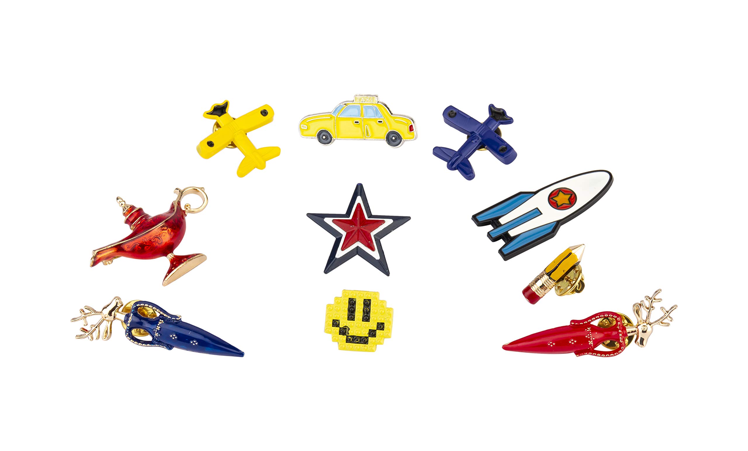 Brooch Lapel Pin for Men 10 Pieces Cute Enamel Lapel Pin Set Cartoon Brooch Pin Badges Brooch Pins for Decoration Clothing Bags Jackets Accessory