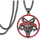 Satanic Necklace 925 Sterling Silver Satan Baphomet Necklace Men Gothic Pentagram Satanic Jewelry for Women