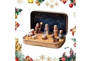 GENERIC Mini Nativity Set in Tin Box – Handcrafted Pocket-Size Christmas Nativity Scene, Resin Figures Gift Tin, Portable Christmas Decor for Home, Travel, Keepsake (1PCS)