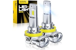 AUXITO Upgraded H11 H9 LED Bulbs, 40000LM 10X Brightness, 6500K White, 1:1 Halogen Mini Size H11/H8/H16 Fog Light Bulb, 60000Hrs Lifespan, Pack of 2