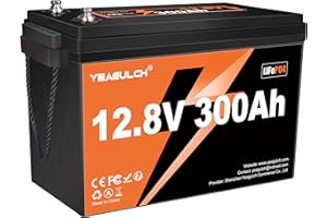 YEAGULCH 12V 300Ah LiFePO4 Battery 200A BMS 3840Wh Up to 6000+ Deep Cycle Lithium Iron Phosphate Battery Perfect for RV Camping Marine Solar Energy Storage Backup Power