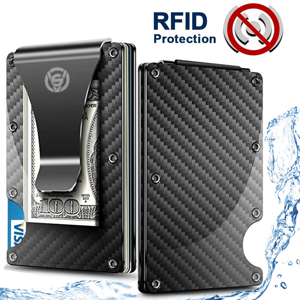 Carbon Fiber Wallet - Minimalist Wallet - Money Clip - RFID Wallets For Men - Credit Card Holder - Carbon Fiber Money Clip - Slim Wallet - Aluminum Wallet - RFID Clip Wallet - 2018 Upgraded Version