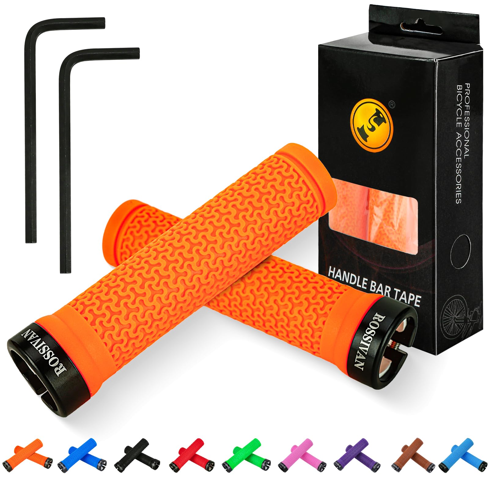 Rossivan Professional Bike Handlebar Grips,Mountain Bike Grips with Soft and Comfortable Anti-slip Rubber,Single Lock-on MTB Grips- Conquer Every Ride — image 1