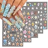 Ocean Life 5D Embossed Nail Art Stickers Decals, 5