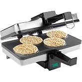 CucinaPro Piccolo Pizzelle Baker, NonStick &amp; Electric, Makes 4 Mini Cookies | Press with Even Heating Plates, Grey, Baking Machine w Recipes, Party Supplies, Italian Waffle Dessert Treat, Gift for Her