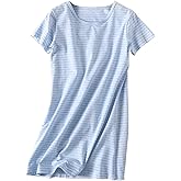Uobzyaq Girl's Stripes Nightgowns Cotton Sleep Shirts Sleepwear Princess Nightdress