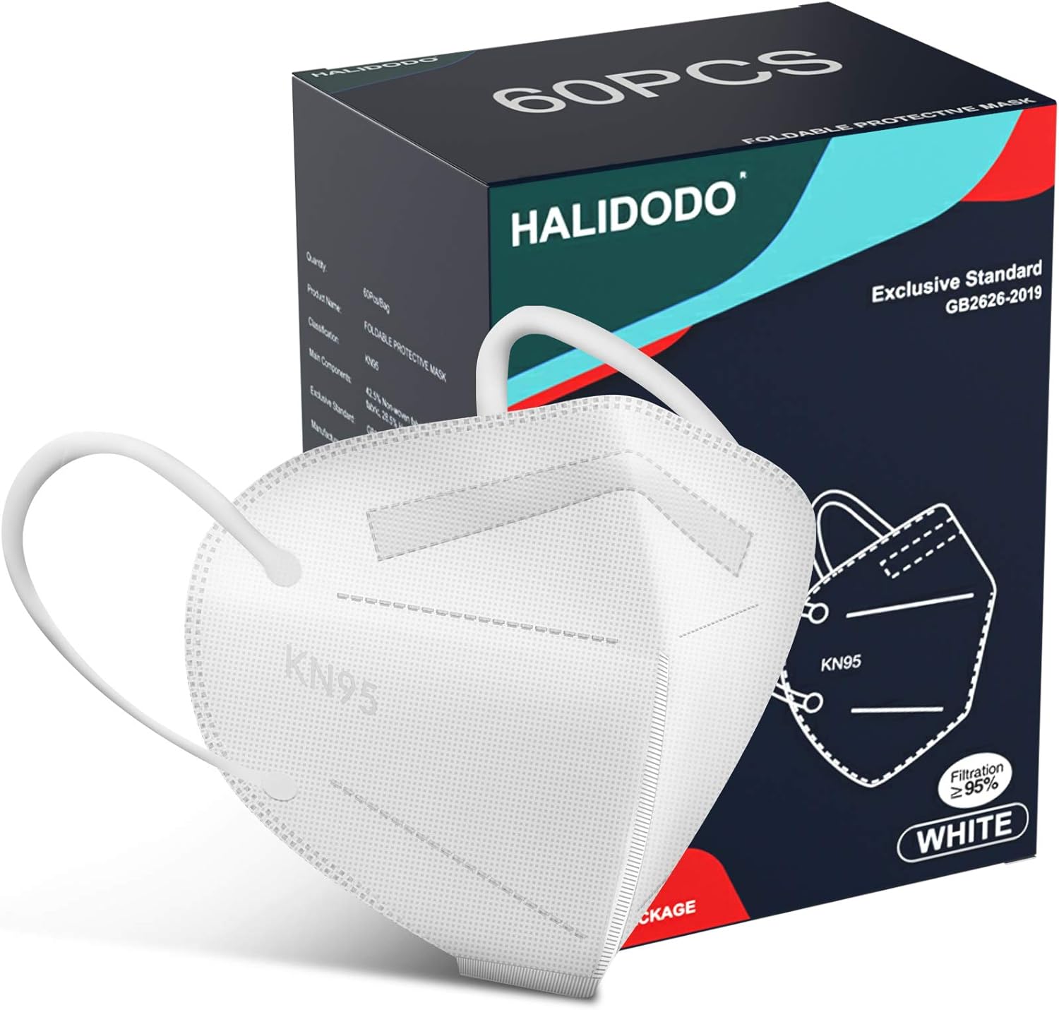 60 Packs KN95 Face Mask, Included on FDA EUA List, 5Ply