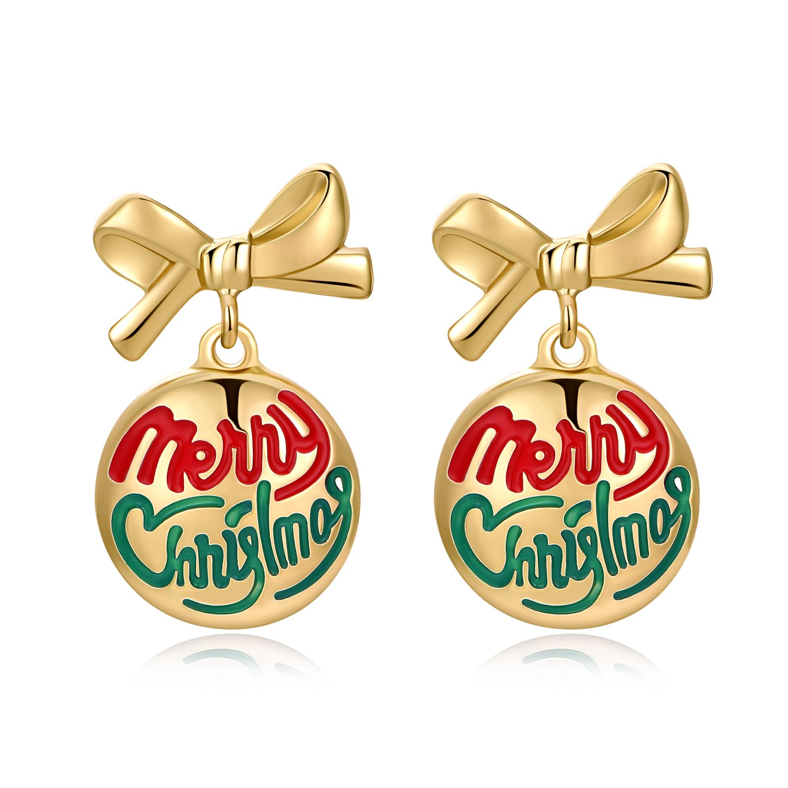Christmas Bow Stud Earrings for Women, Xmas Theme