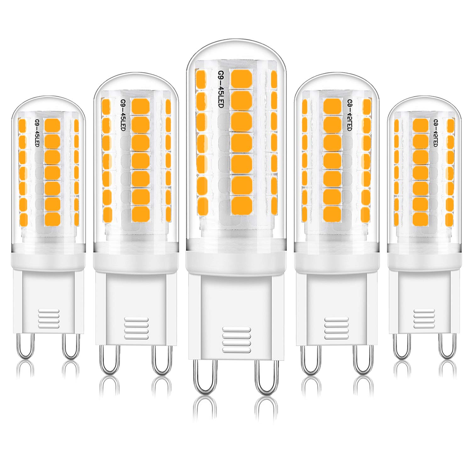 Yuiip G9 LED Bulb Dimmable, 3W 3000K Warm White Light Bulbs, Equivalent to 30-50W Halogen, CRI>80, 340LM, 360° Beam Angle, No Flicker, 220-240V, for Home Lighting, Crystal Chandelier(5 Pack)