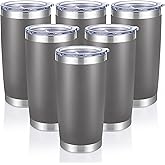 Cool Yoleb 20 oz Tumblers Bulk Stainless Steel Tumbler with Lid Double Wall Vacuum Insulated Coffee Mug 20oz Powder Coated Cup for Hot and Cold Drinks, Gray, 6 pack