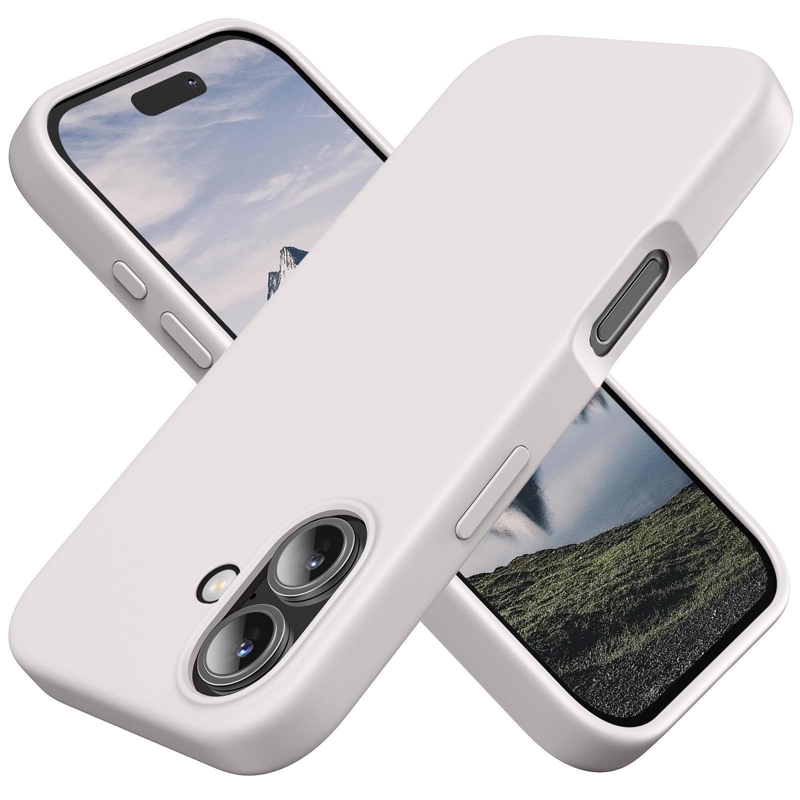 TAXXOE Silicone Case Compatible with iPhone 16 Case Soft Ultra Slim Protective Shockproof Liquid Silicone Phone Case,Anti-Scratch Microfiber Lining, 6.1" White