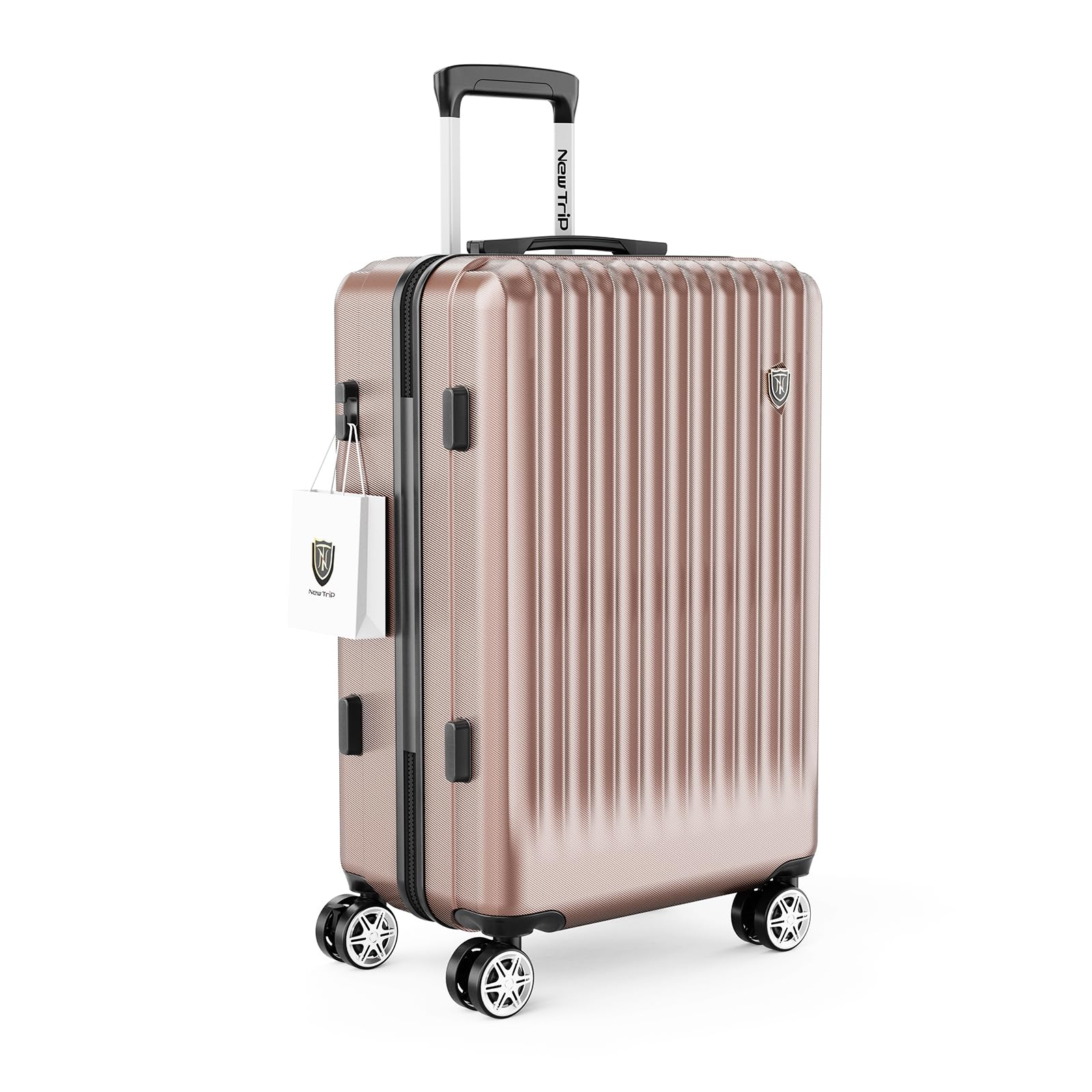 [New Trip] スーツケース キャリーケース ストッパー付き 機内持ち込み 軽量 大型 S/M/Lサイズ キャリーバッグ 耐衝撃 大容量 ファスナータイプ 静音 ダブルキャスター TSAロック 海外 旅行 ビジネス 出張 (ローズゴールド、Sサイズ/機内持込 /1～3泊)商品画像