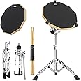 AKOZLIN Drum Pad Stand Set with 12'' Double Sided Silent Drum Pad,5A Drum Sticks, Adjustable Snare Stand Black