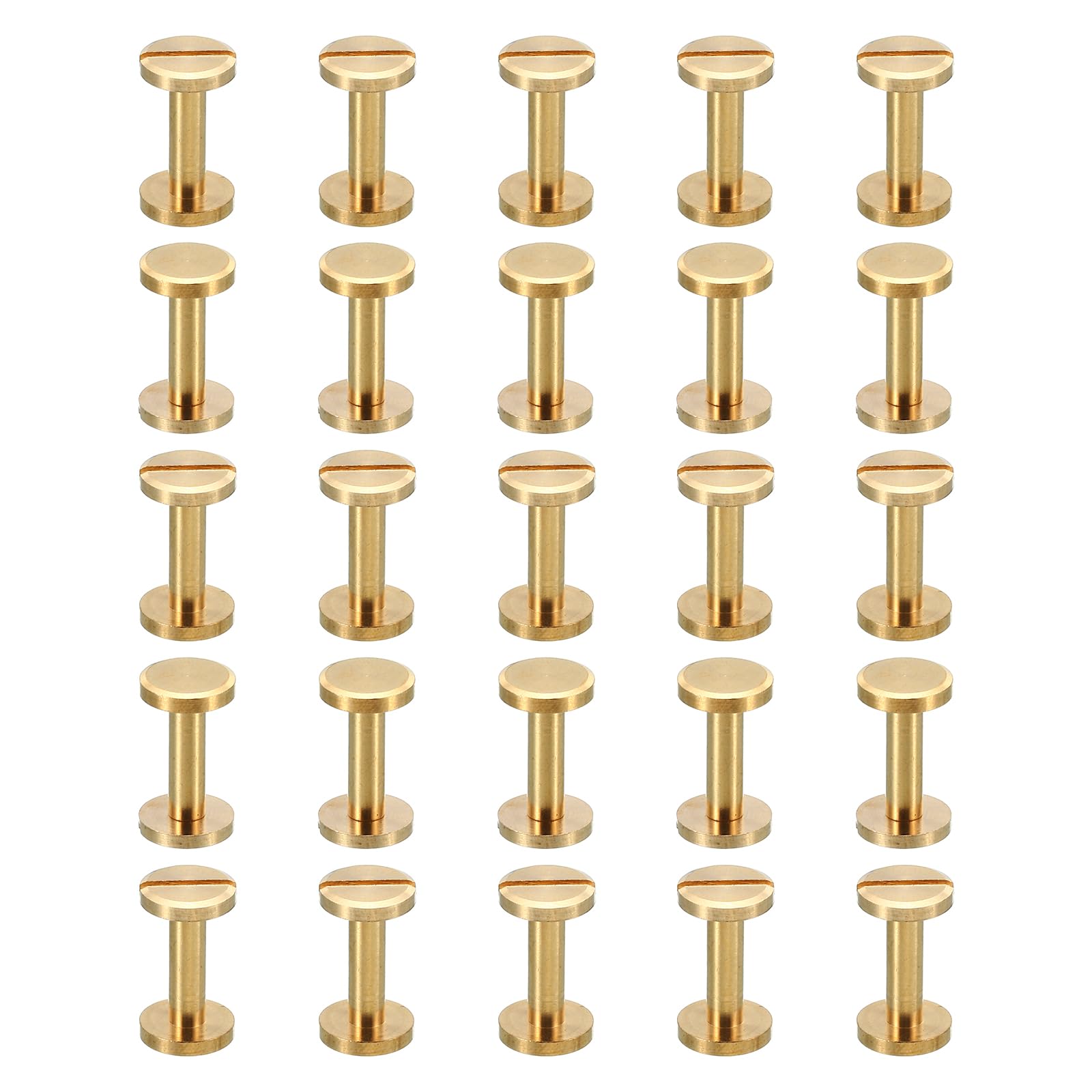 PATIKIL 25 Sets Chicago Screws, M4x14mm Chicago Screw Slotted Binding Post Screw Bolts Rivets Brass Fasteners Connectors for Leather Belt Scrapbook Photo Albums โ image 1