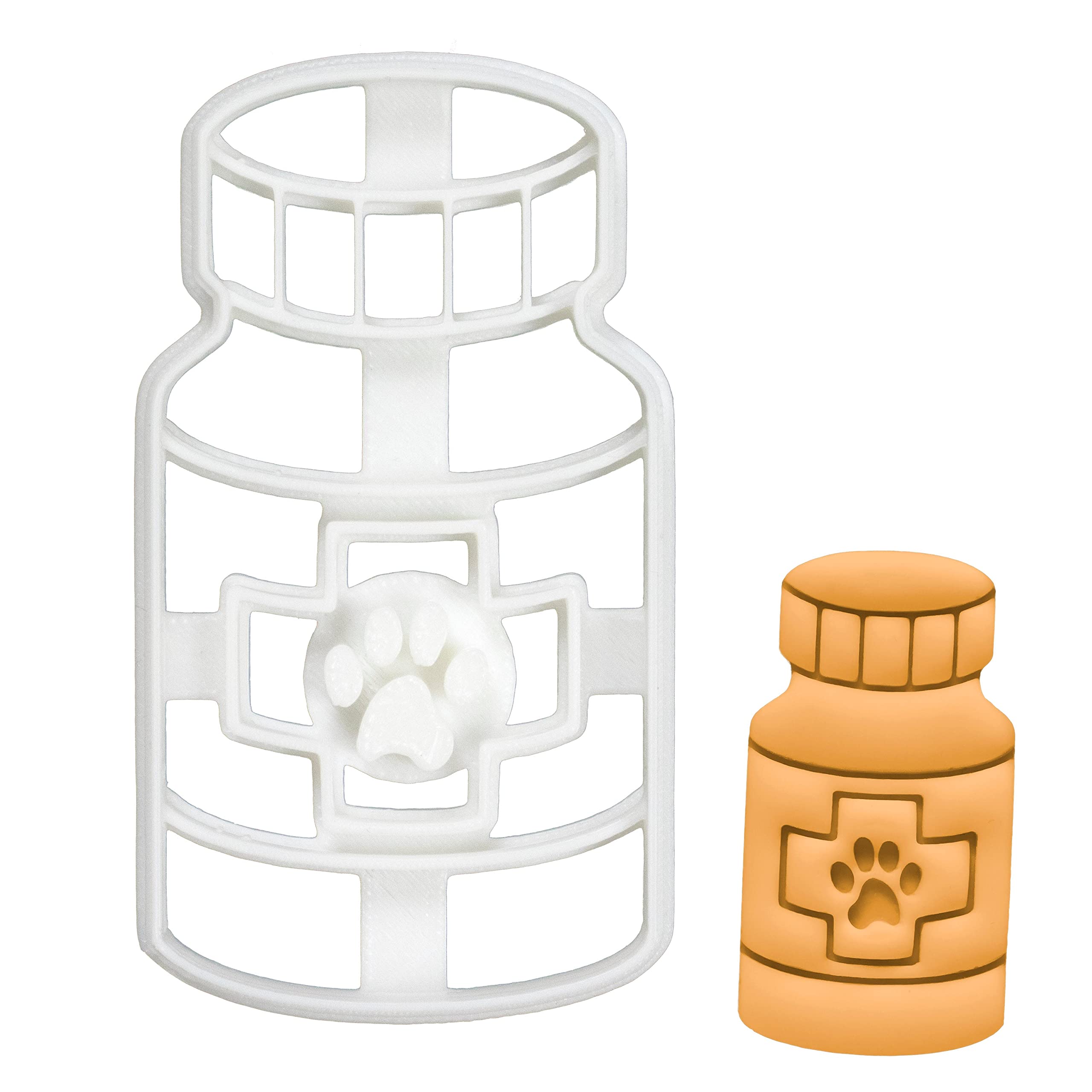 BAKERLOGY Dog Pill Bottle Cookie Cutter - Detailed Biscuit Cutter Design for Baking and Crafts, Ideal on Fondant, Dough, Clay