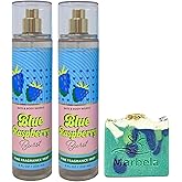 Bath & Body Works Blue Raspberry Burst 2 Pack Fragrance Mist Bundle with an Aloe Vera Bar Soap - Full Size