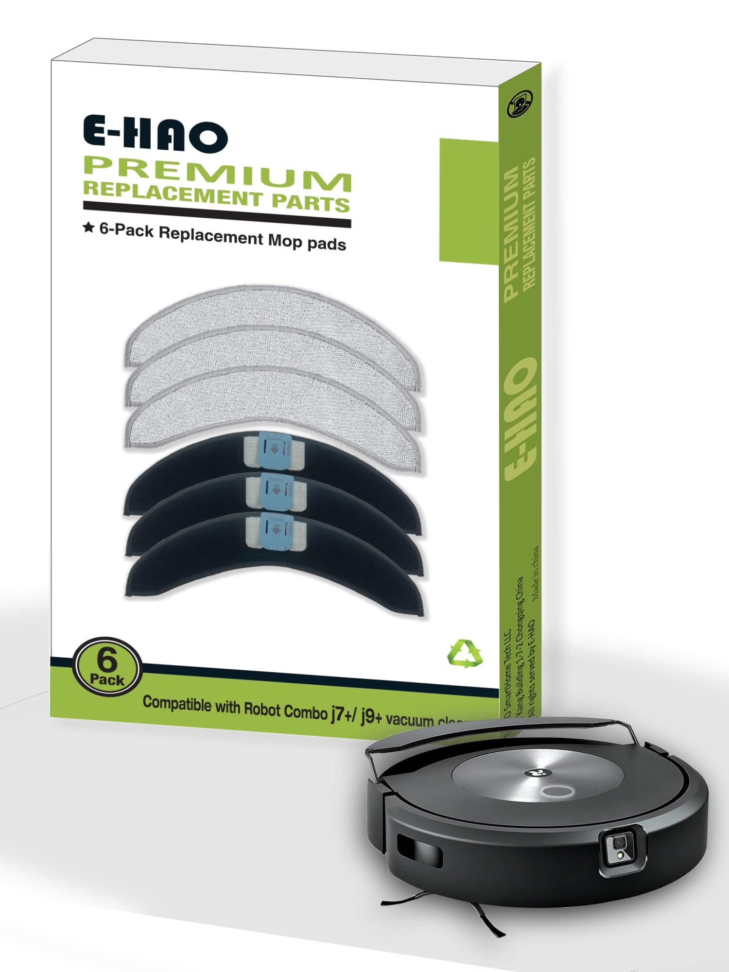 Photo 1 of E-HAO 6 Pack Mop Pads Replacement for iRobot Roomba Combo j7, j7+, j9, j9+ and Max 10 Model, Washable and Reusable Microfiber Cleaning Refill Mopping Pad Accessories