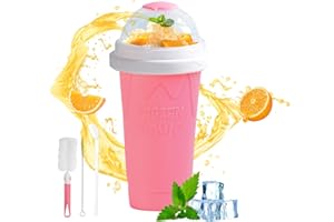BEOFINEST Slushy Maker Cup, Frozen Magic Slushie Maker Cup, Quick Cooling Maker Cups with Lids and Straws, Double Layer Silicone Smoothie Cup, Cool Fun Stuff Things Gadgets for Everyone (Pink)