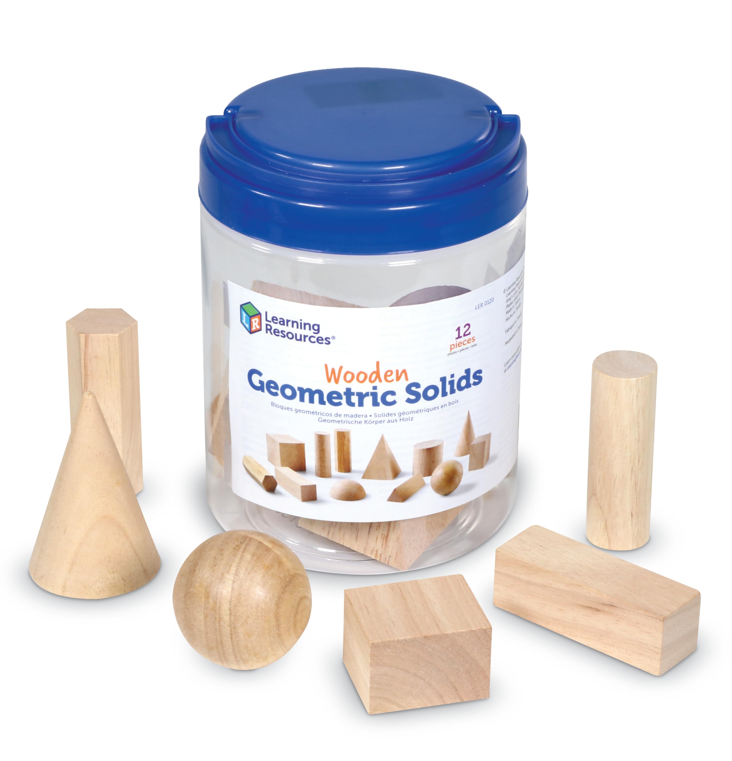 Photo 1 of Learning Resources Geometric Solids, Wooden Shapes, Set of 12 Geometric Shapes, Ages 6+