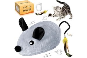 ANKEGE Interactive Cat Toys Mouse for Indoor Cats Rechargeable LED Cat Mouse Toy Feather Bell Tail Lifelike Electric Automatic Moving Mouse Cat Toy for All Breeds Cat Boredom Exercise-Gray