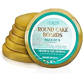 O’Creme Cake Board, Gold Foil Round Cake Circles with Gorgeous Design, Sturdy & Durable 1/2” Thick Cake Drums, Round Cake Boards with 12” Diameter, Pack of 5 Disposable Cake Drums