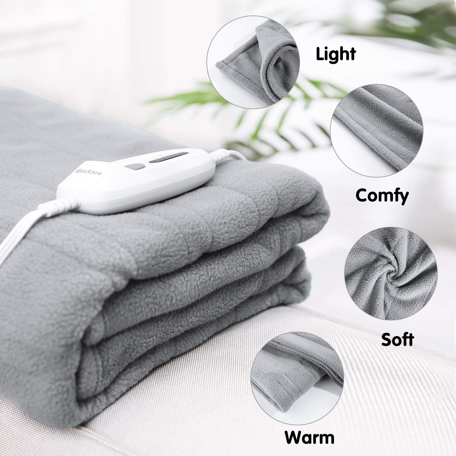 MaxKare Electric Heated Blanket Twin Size 62'' x 84'' Polar Fleece Full Body Warming Premium Microfiber Sofa Blankets with Auto-Off 4 Temperature Settings Overheating Protection: Kitchen & Dining