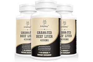 KoNefancy 4200mg Grass Fed Beef Liver Capsules, Grassfed Desiccated Beef Liver Supplements -Iron, Protein, Vitamin A, B12 for Energy - Pasture Raised in New Zealand, Non-GMO-180 Capsules(3 Pack)