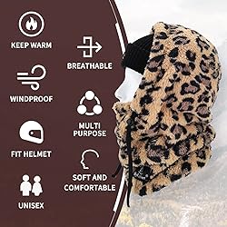 Shy Velvet Balaclava Ski Mask, Leopard Hat for