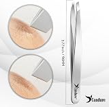 Candure Slanted Tweezers Stainless Steel with Leather Pouch view 2