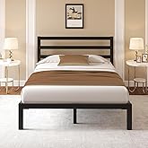 HAY.com Queen Size Bed Frame, Heavy Duty Metal Platform Bed Frame with Headboard and Footboard, Underbed Storage Space, No Box Spring Needed, Easy Assembly,Black