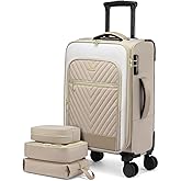 LOVEVOOK Carry On Luggage 22x14x9 Airline Approved,20 Inch Carry-on Suitcase for Women,Softside Suitcases with Wheels,Rolling Checked Luggage with TSA Lock,Lightweight Travel