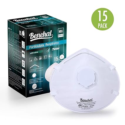 Benehal N95 Disposable Dust Masks With Valve Niosh Certified Particulate Respirator For Construction Diy Home Emergency Kits Ms6155l 15 Pack