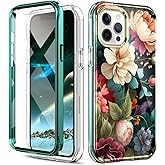 Turquiase Cute Flower Case for iPhone 12 Pro Max 6.7 inch Built with Screen Protector, Lightweight and Stylish Full Body Shockproof Protective Rugged TPU Case for Women/Girls