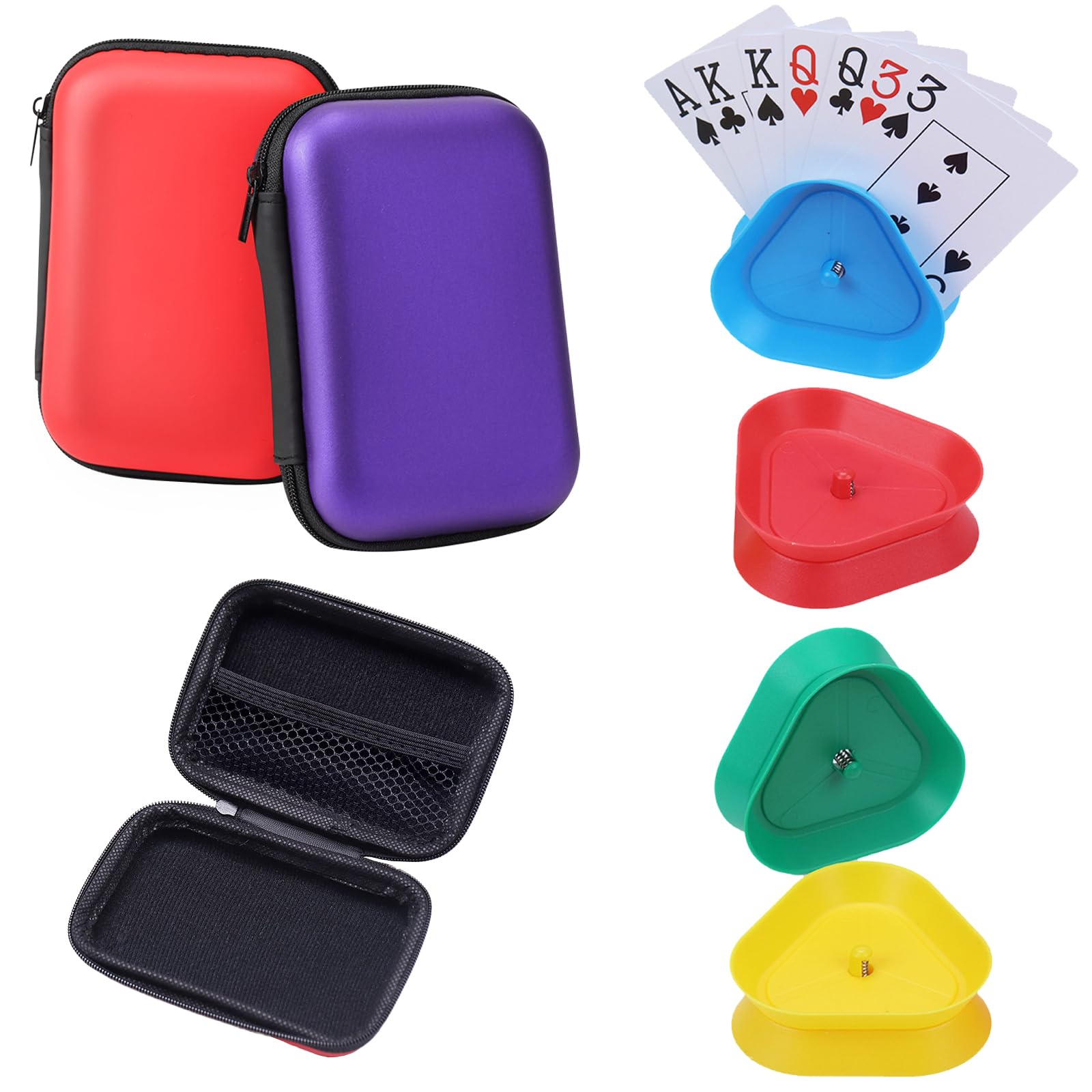 HTTDSLF 4 Pcs Playing Card Holder, 2 Pcs Playing Card Case, Playing Card Box Card Game Case, Card Holder for Kids, Playing Cards Case Card Game Holder, Playing Card Bag for Standard Size Playing Cards