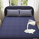 OhGeni 100% Waterproof Mattress Protector, Cal King-Navy Blue Size Mattress Pad, Fits 6"-20" Mattresses with Deep Pocket, Cooling, Breathable Fitted Sheets, Soft Bed Cover, Noiseless, Washable