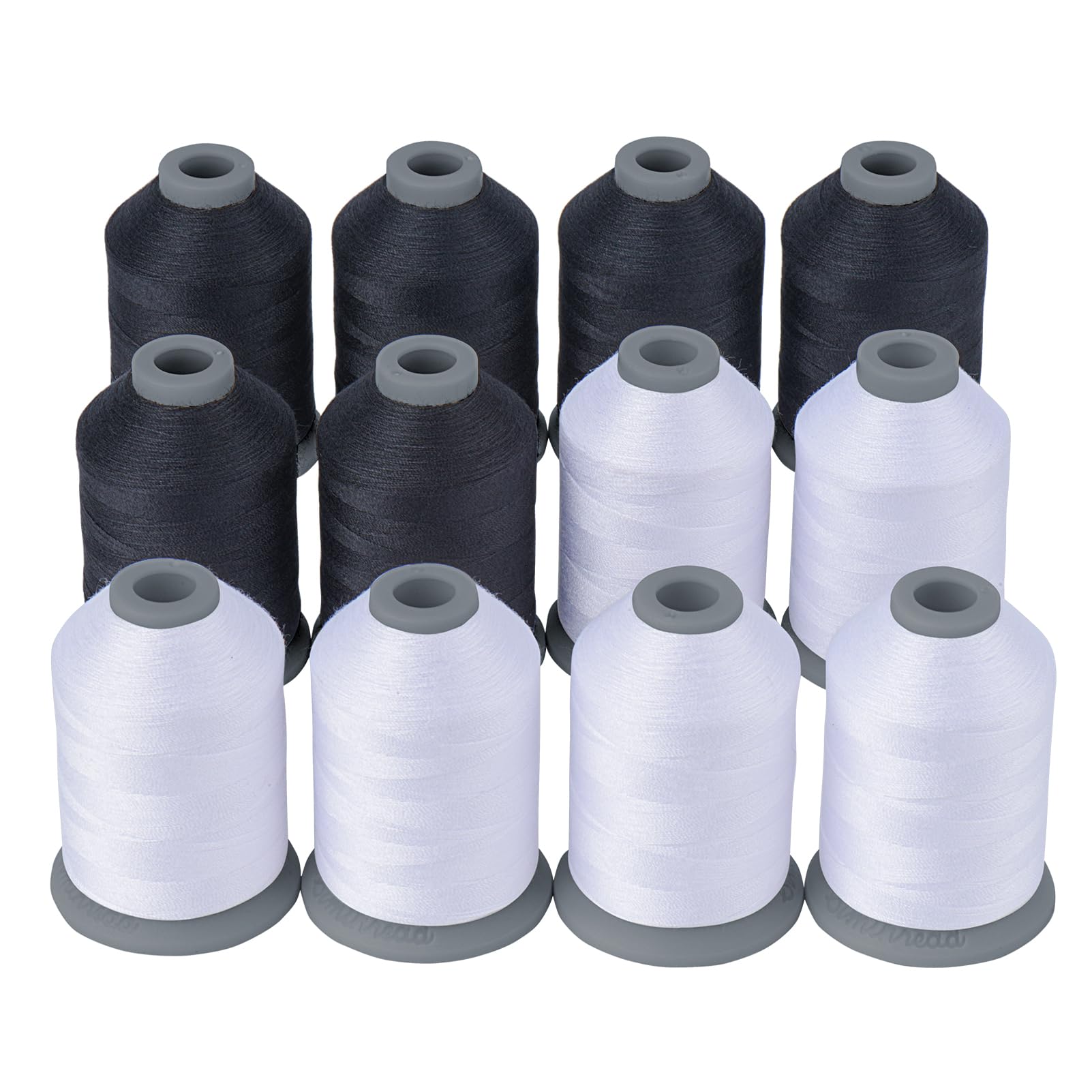 All Purposes Sewing Thread, 12 Spools Size 40D/2 Polyester Thread for Sewing, Quilting & Sewing Machine - Handy Polyester Sewing Threads for Sewing Machine (6 White + 6 Black)